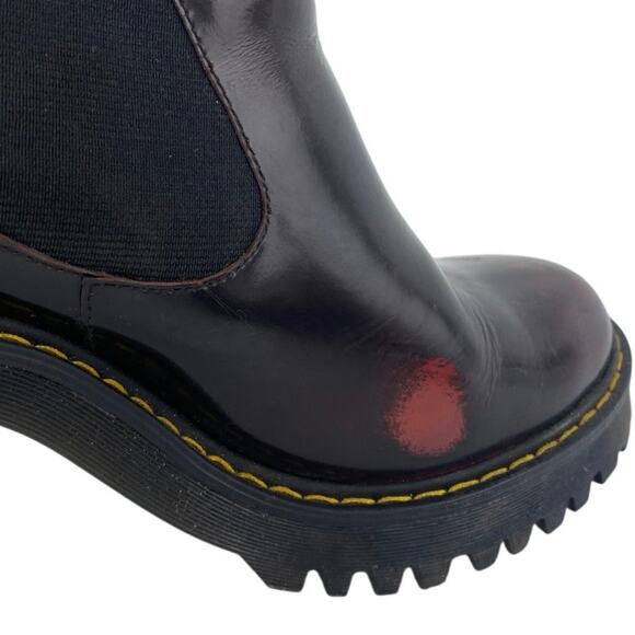 Dr. Martens Husrton Women's Black Red Leather Heeled Platform Chelsea Boots Sz 7 - Picture 5 of 7